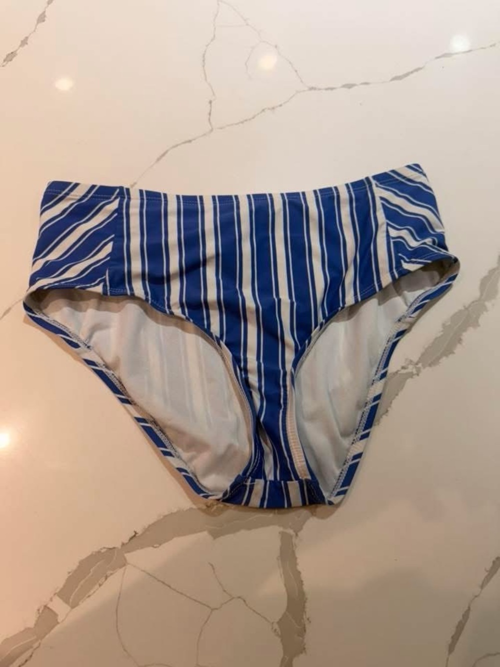Blue & White Striped Bikini Bottoms